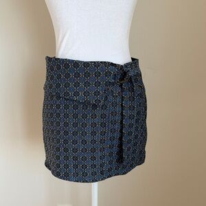 Free People Blue Patterned Mini Skirt